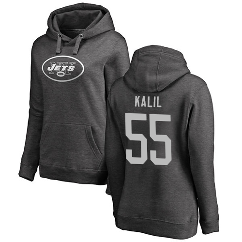 New York Jets Ash Women Ryan Kalil One Color NFL Football 55 Pullover Hoodie Sweatshirts